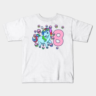 I am 8 with unicorn - girl birthday 8 years old Kids T-Shirt